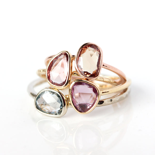 Rose cut sapphire & 14k gold ring