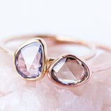 Rose cut sapphire & 14k gold ring