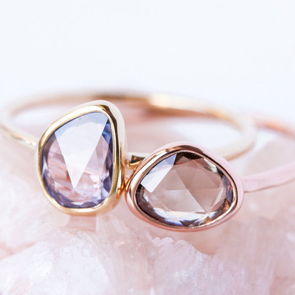 Rose cut sapphire & 14k gold ring