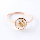 Golden Rutilated Quartz & 14k Rose Gold Ring