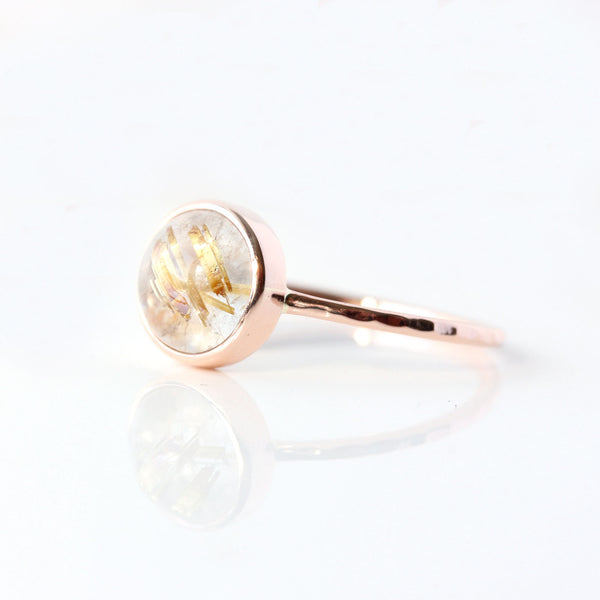 Golden Rutilated Quartz & 14k Rose Gold Ring