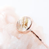 Golden Rutilated Quartz & 14k Rose Gold Ring
