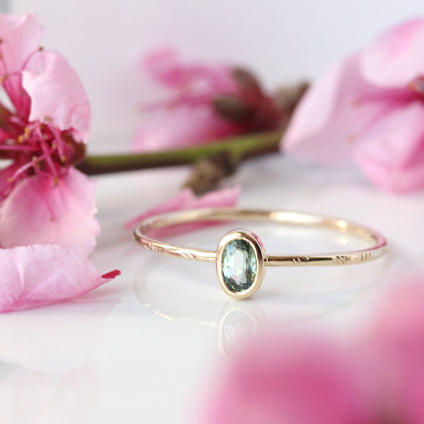 Sapphire & 14k Gold Wildflower Ring