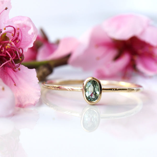 Sapphire & 14k Gold Wildflower Ring