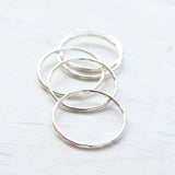 Sterling Silver Fine Hammered Stacking Ring Set