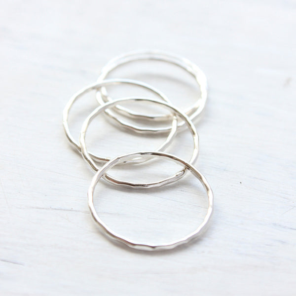 Sterling Silver Fine Hammered Stacking Ring Set