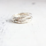 Sterling Silver Fine Hammered Stacking Ring Set