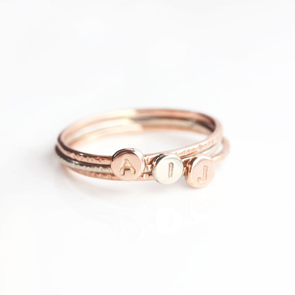 Tiny Initial Ring in 14k Gold