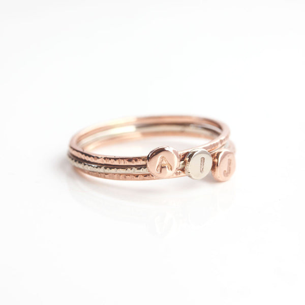 Tiny Initial Ring in 14k Gold