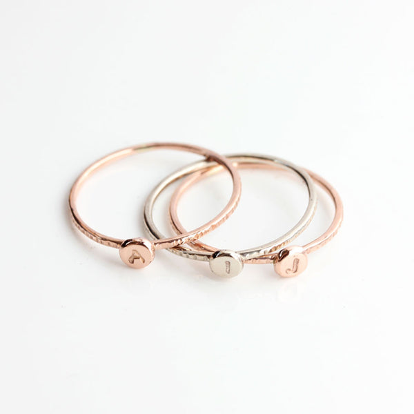 Tiny Initial Ring in 14k Gold