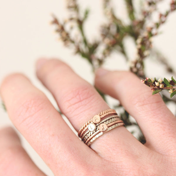 Tiny Initial Ring in 14k Gold