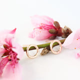 Small 14k gold textured circle or oval earrings - The Dahlia Stud Earrings