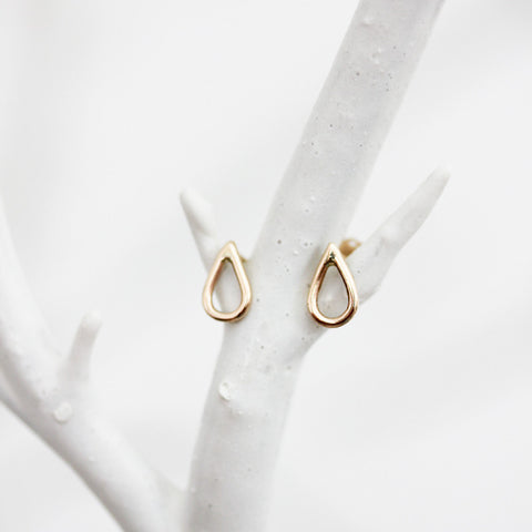 Sterling silver or 14k gold teardrop stud earrings - The Raine Stud Earrings