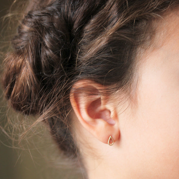 Sterling silver or 14k gold teardrop stud earrings - The Raine Stud Earrings