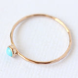 Tiny turquoise & 14k yellow gold fine stacking ring