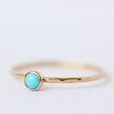 Tiny turquoise & 14k yellow gold fine stacking ring