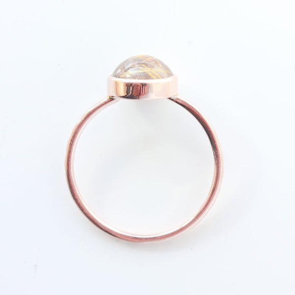 Golden Rutilated Quartz & 14k Rose Gold Ring