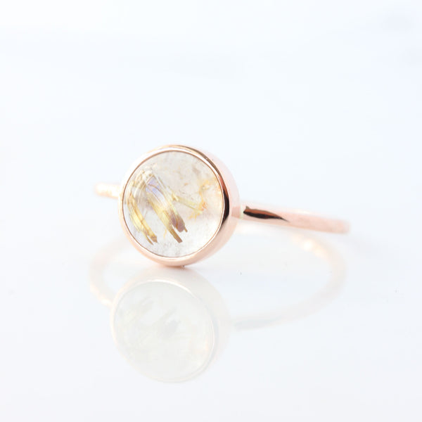 Golden Rutilated Quartz & 14k Rose Gold Ring