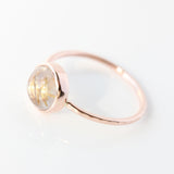 Golden Rutilated Quartz & 14k Rose Gold Ring