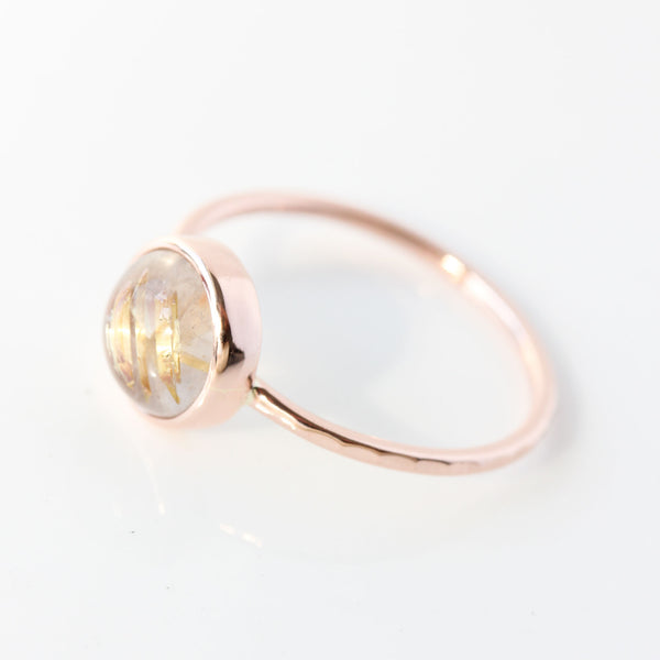 Golden Rutilated Quartz & 14k Rose Gold Ring