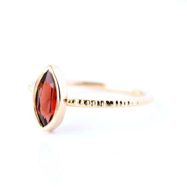 Marquise Garnet & 14k Gold Ring - The Oriane Ring