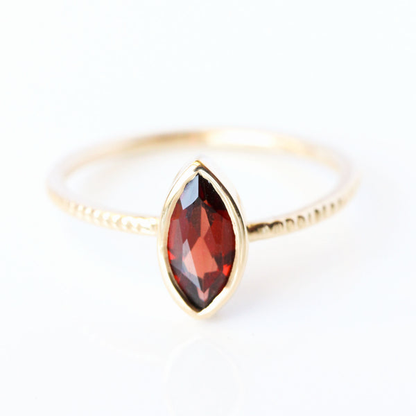 Marquise Garnet & 14k Gold Ring - The Oriane Ring
