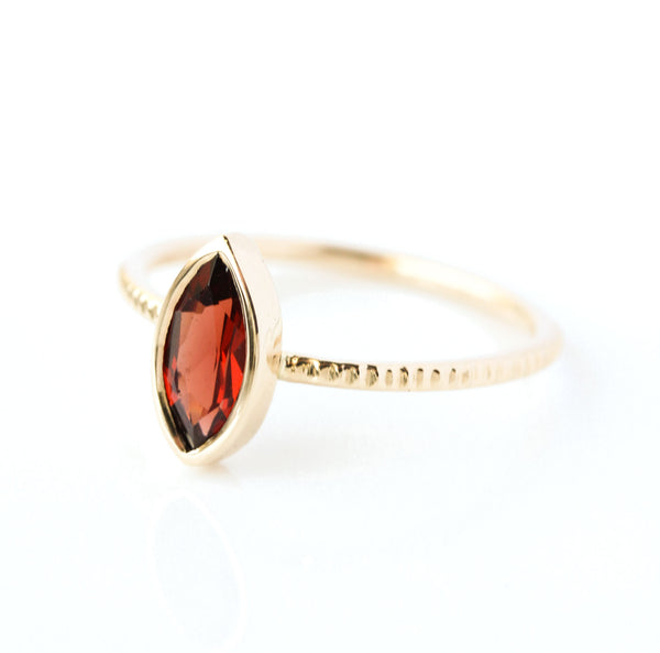 Marquise Garnet & 14k Gold Ring - The Oriane Ring