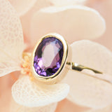 Oval cut Amethyst & 14k gold ring - The Violette Ring