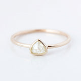 Pear rose cut coloured diamond & 14k gold ring