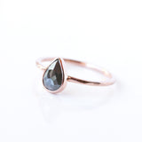 Pear rose cut coloured diamond & 14k gold ring