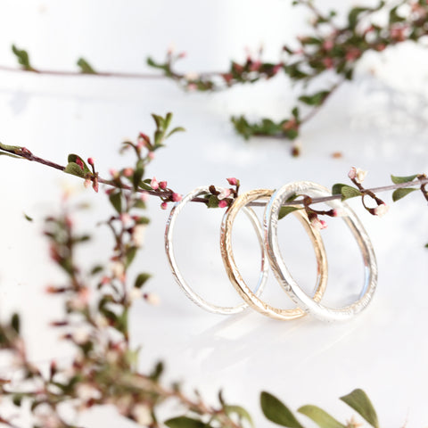14k gold or sterling silver textured band - The Peony Ring
