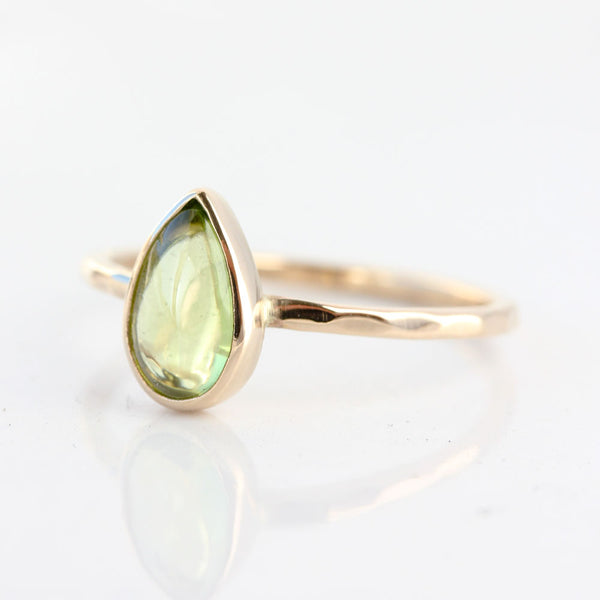 Teardrop Peridot & 14k Gold Ring