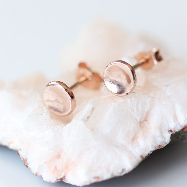 Small 14k rose gold pebble stud earrings