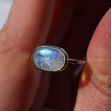 Rose Cut Rainbow Moonstone & 14k Gold Ring