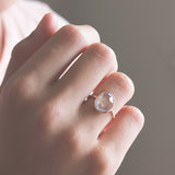 Rose Cut Rainbow Moonstone & 14k Gold Ring