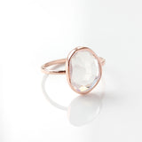 Rose Cut Rainbow Moonstone & 14k Gold Ring