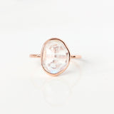 Rose Cut Rainbow Moonstone & 14k Gold Ring