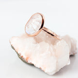 Rose Cut Rainbow Moonstone & 14k Gold Ring