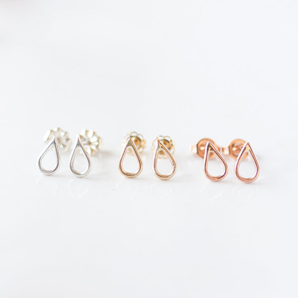 Sterling silver or 14k gold teardrop stud earrings - The Raine Stud Earrings
