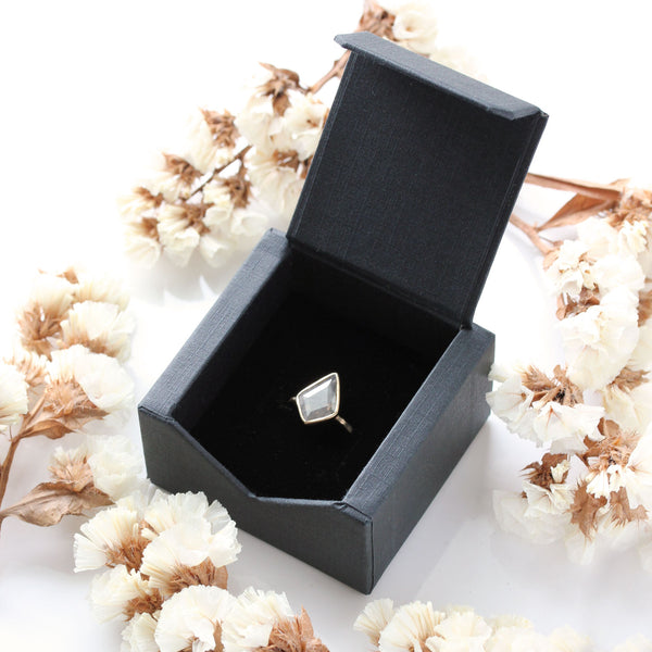 Pear rose cut coloured diamond & 14k gold ring