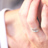 Sterling Silver Fine Hammered Stacking Ring Set