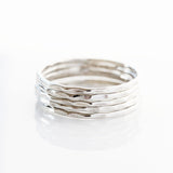 Sterling Silver Fine Hammered Stacking Ring Set