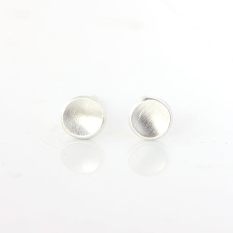 Sterling Silver Pebble Stud Earrings - matte finish