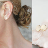 Sterling Silver Pebble Stud Earrings - polished finish