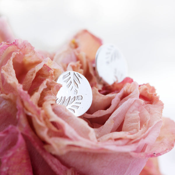 Sterling silver leaf earrings - The Angelica Stud Earrings