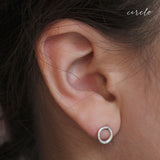 Small sterling silver textured circle or oval earrings - The Dahlia Stud Earrings