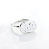 Sterling silver flower & gemstone signet ring - The Meadow Ring