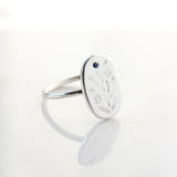 Sterling silver flower & gemstone signet ring - The Meadow Ring