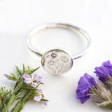 Sterling silver floral signet ring - Mini Meadow Ring