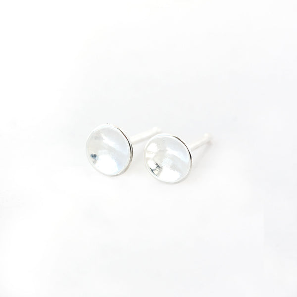 Sterling Silver Pebble Stud Earrings - polished finish